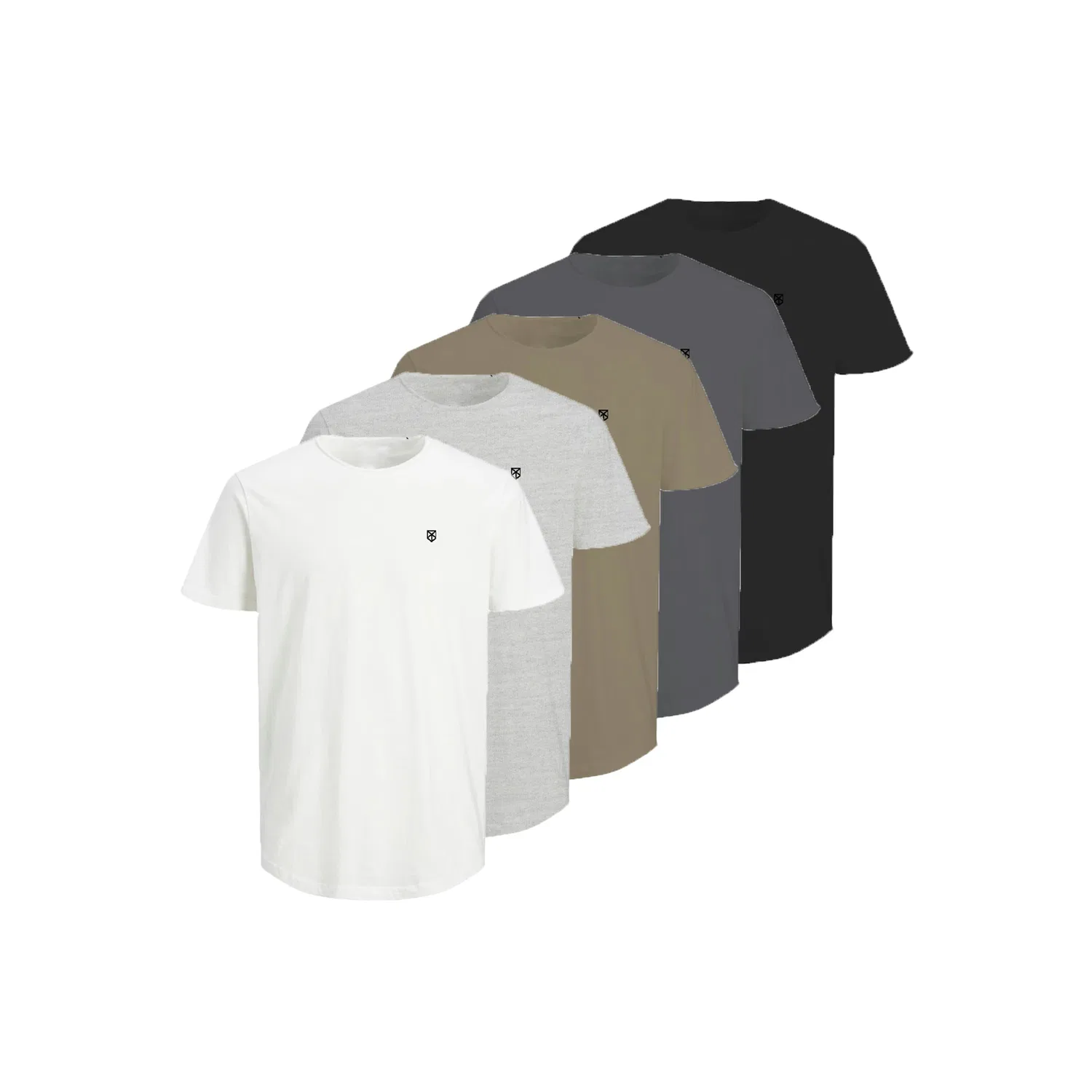 Детские футболки с круглым вырезом с логотипом Jack & Jones, Light Grey Melange/Black/White/Castle Rock/Coriander