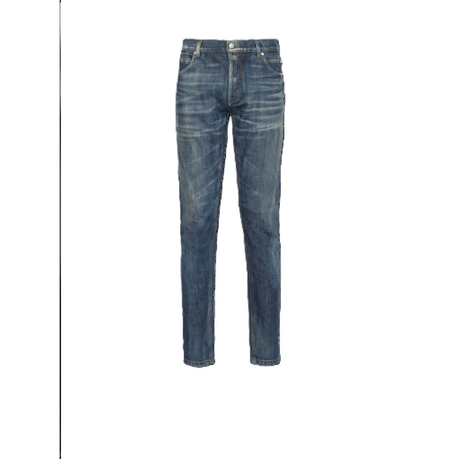 Джинсы узкие с потертостями Balmain, Blue