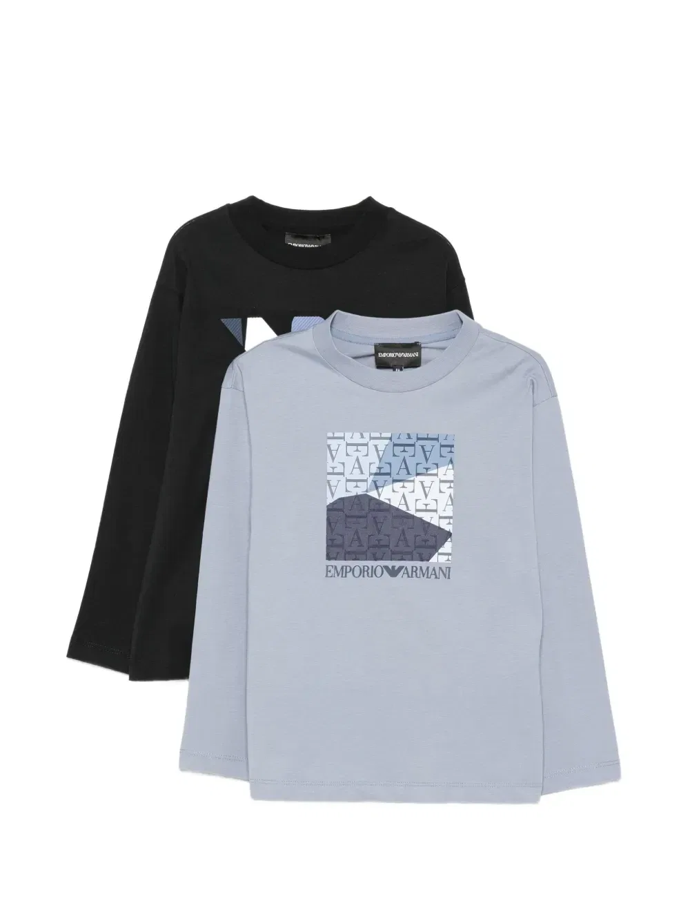 Лонгслив с логотипом (комплект из двух штук) Emporio Armani Kids, черный