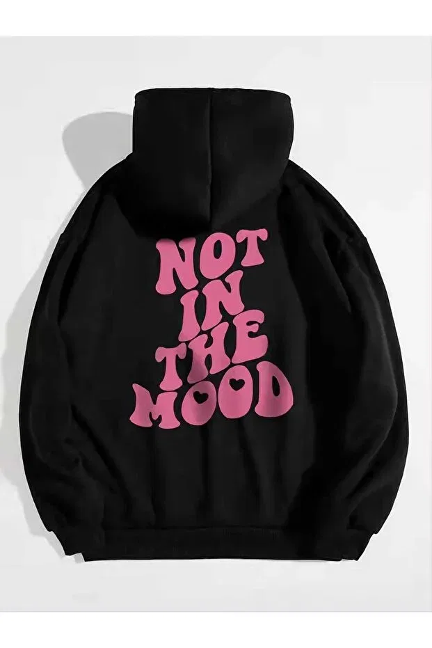 Детские свитшот оверсайз с принтом Not In The Mood Generic Brands, Black