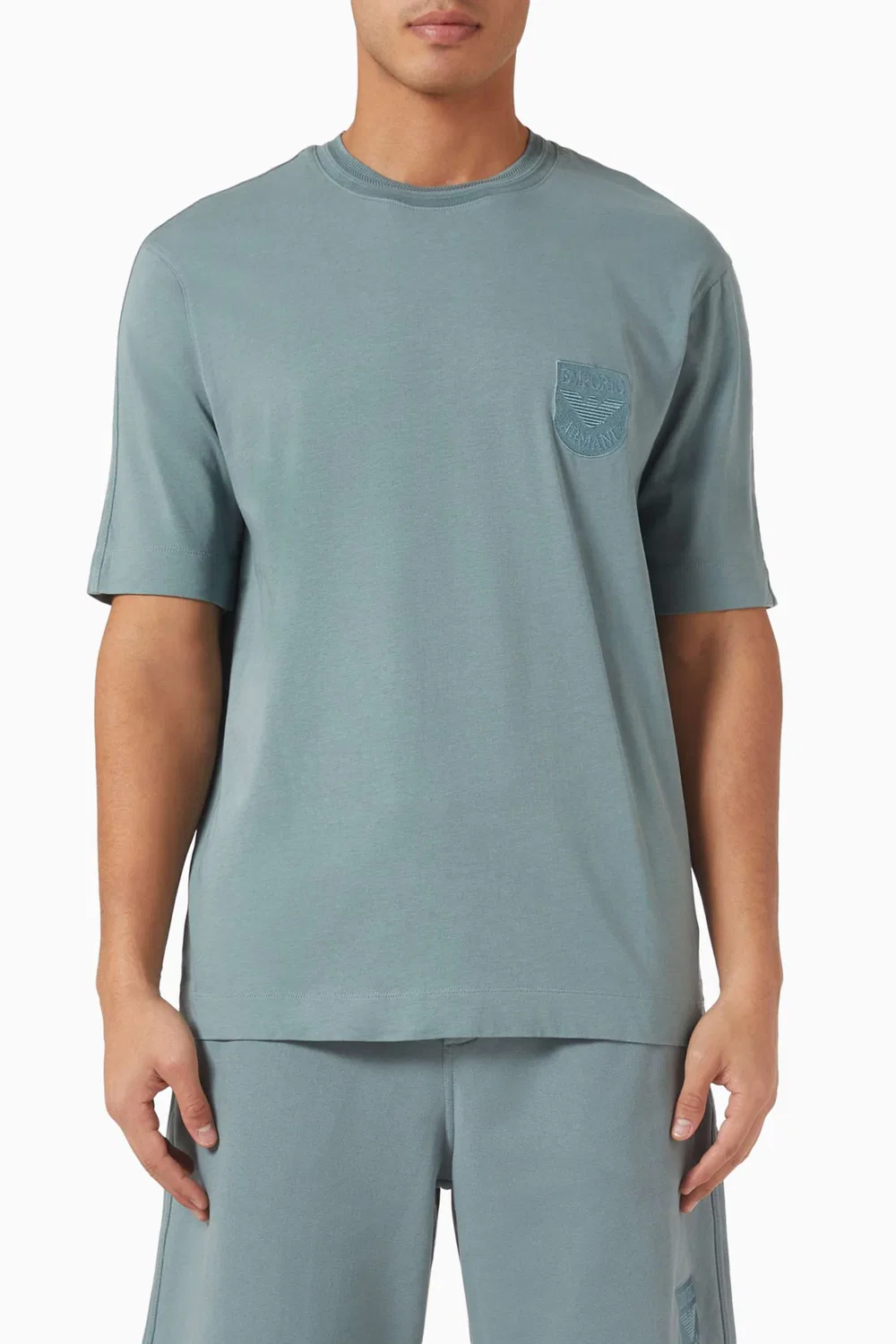 Футболка с коротким рукавом Logo Crest Emporio Armani, синий