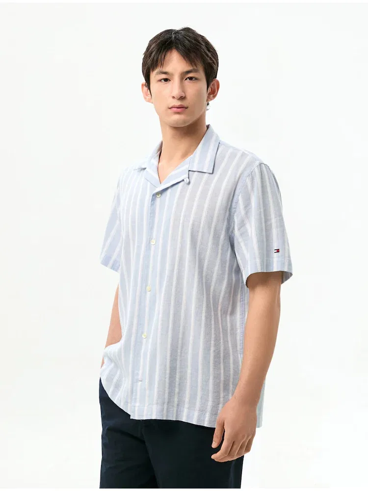Рубашка с коротким рукавом, свободный крой, полосатая TOMMY HILFIGER, Light Blue
