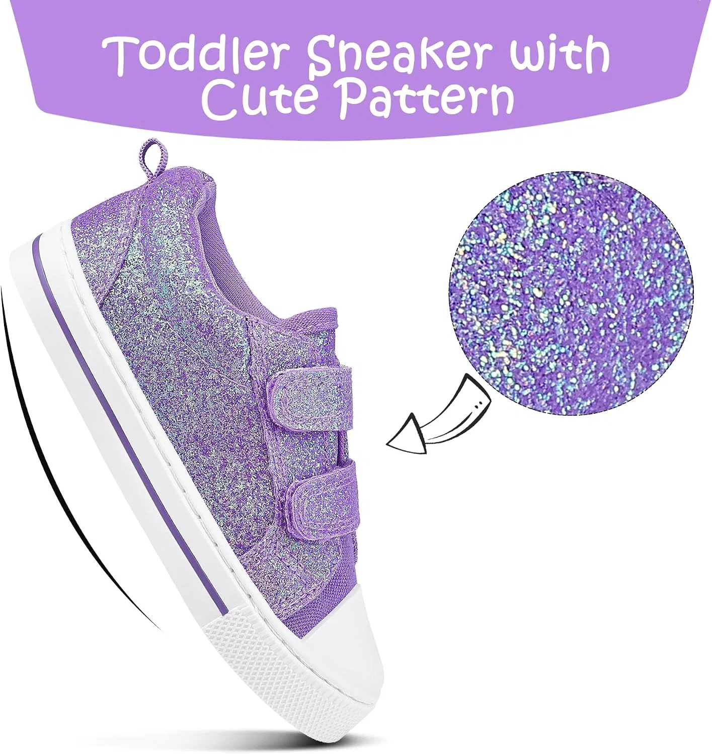Детские кроссовки для мальчиков и девочек с мягкой подошвой K KomForme, Purple Glitter — фото 3