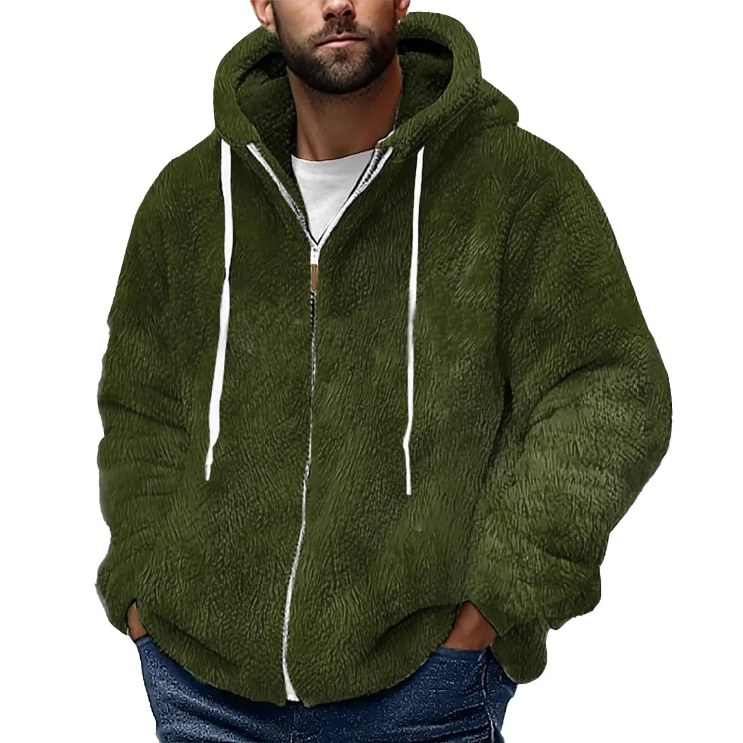 Мужское худи с флисом и капюшоном DENGJIAMY, Army Green