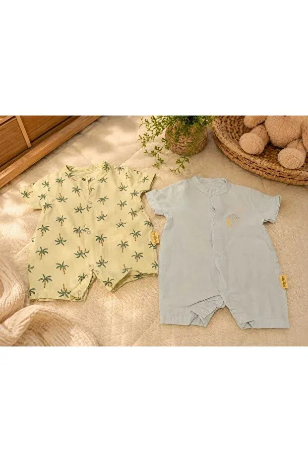 Детский комплект боди-комбинезонов из муслина с коротким рукавом Bambino, Multicolor — фото 4