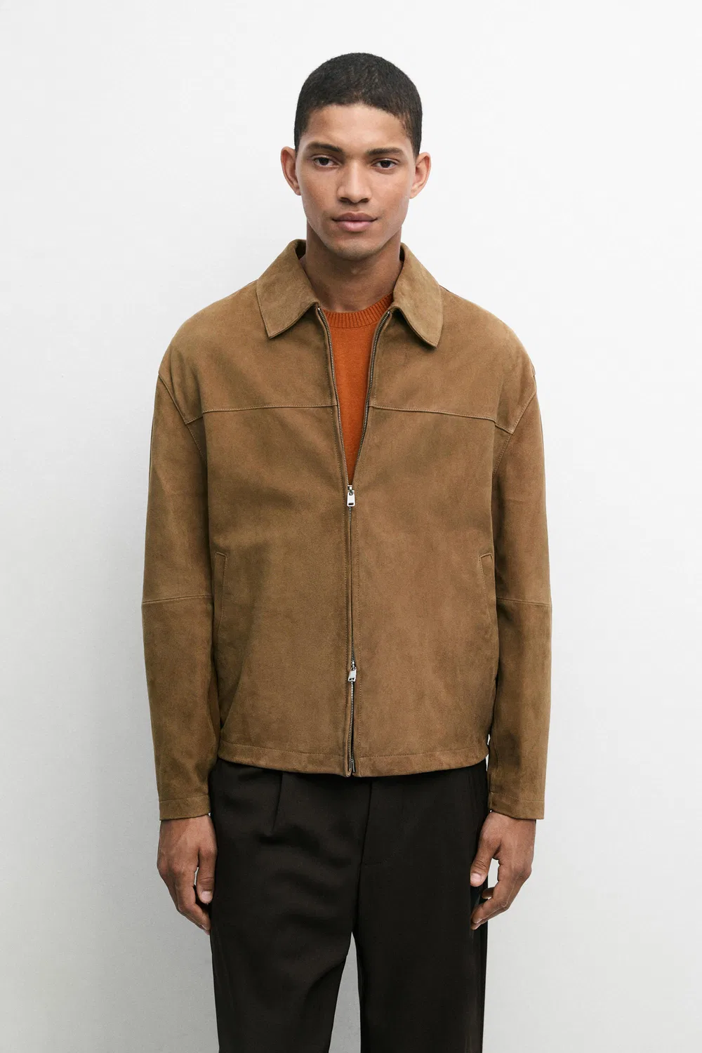 Куртка Massimo Dutti, из замшевой кожи, светло-бежевый — фото 2