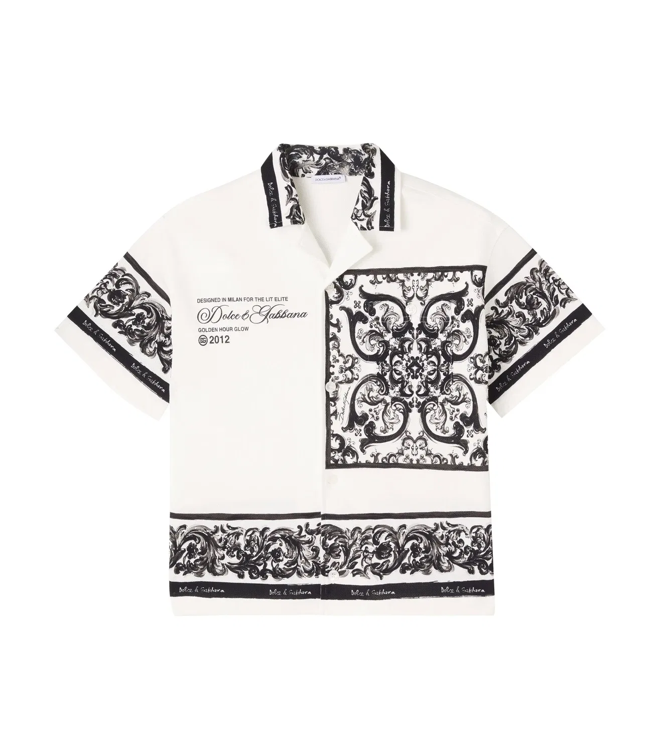 Рубашка-поло из хлопкового пике с логотипом Maiolica, Dolce&Gabbana Kids, белый