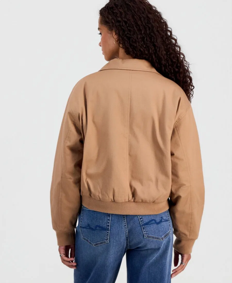 Женская куртка-бомбер из твила Hippie Rose, Camel Tan — фото 2