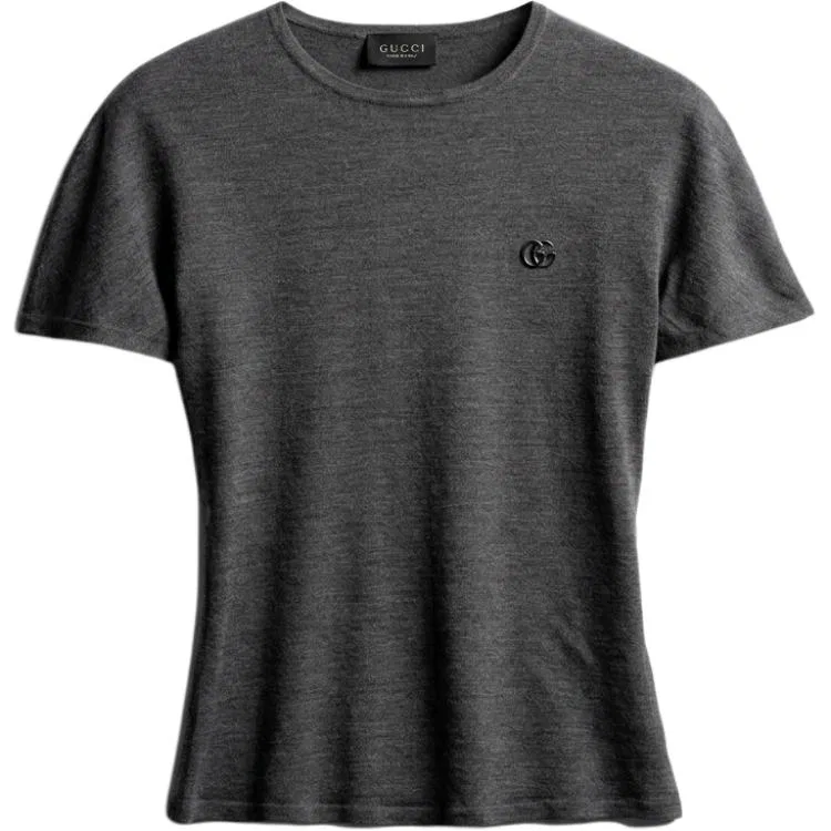 Женская футболка с круглым вырезом Grey GUCCI, Gray