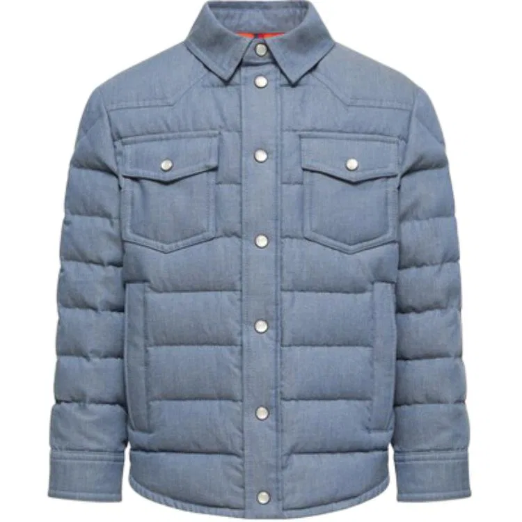 Детская куртка пуховик с длинным рукавом Moncler, Gray Blue