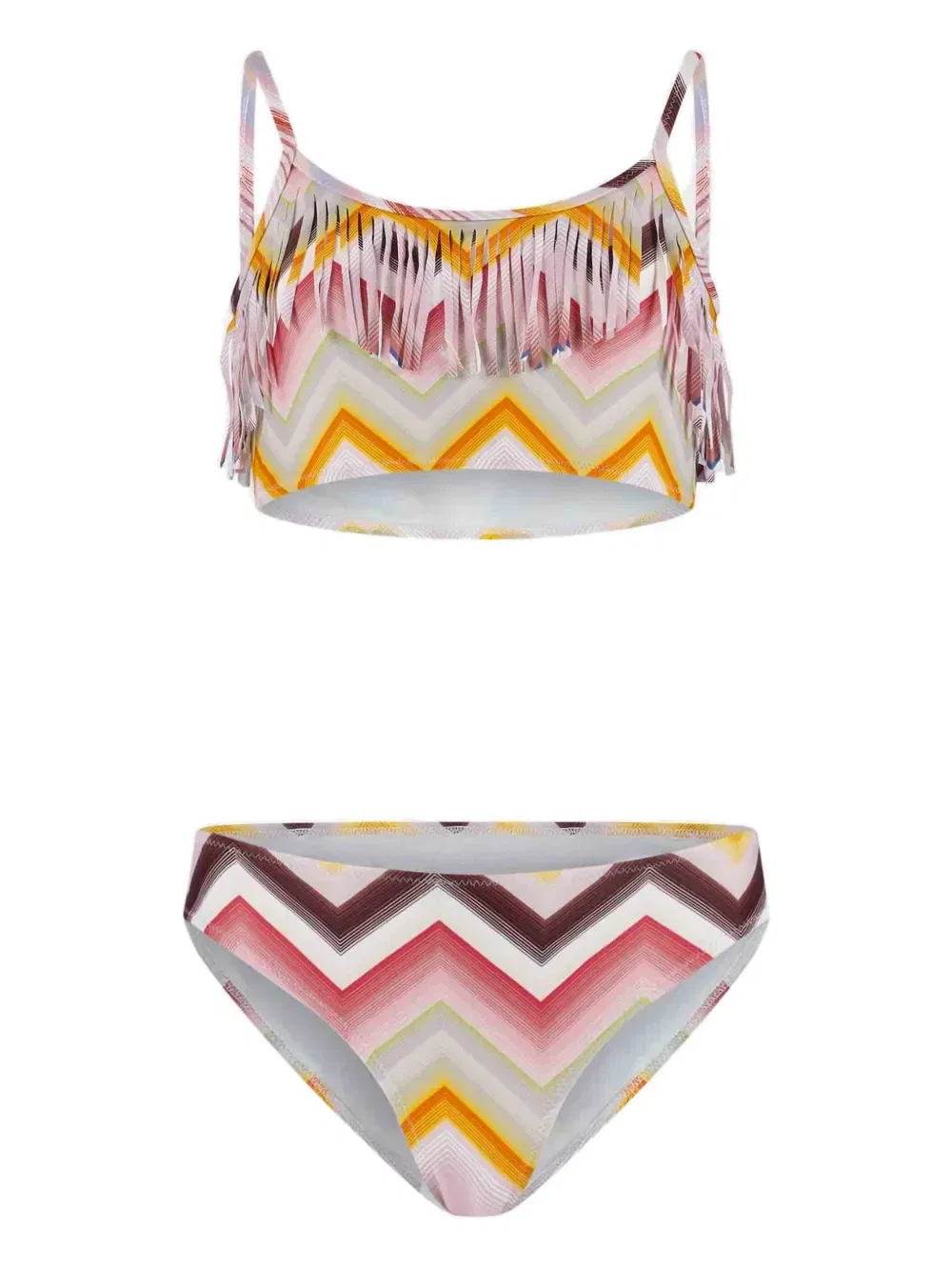 Бикини с бахромой и принтом «зигзаг» Missoni Kids, розовый