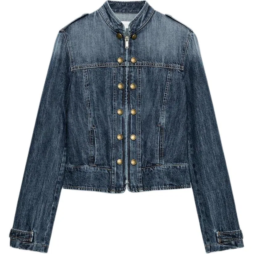Женское джинсовое пальто с длинным рукавом Sea Blue ZARA, Sea Blue
