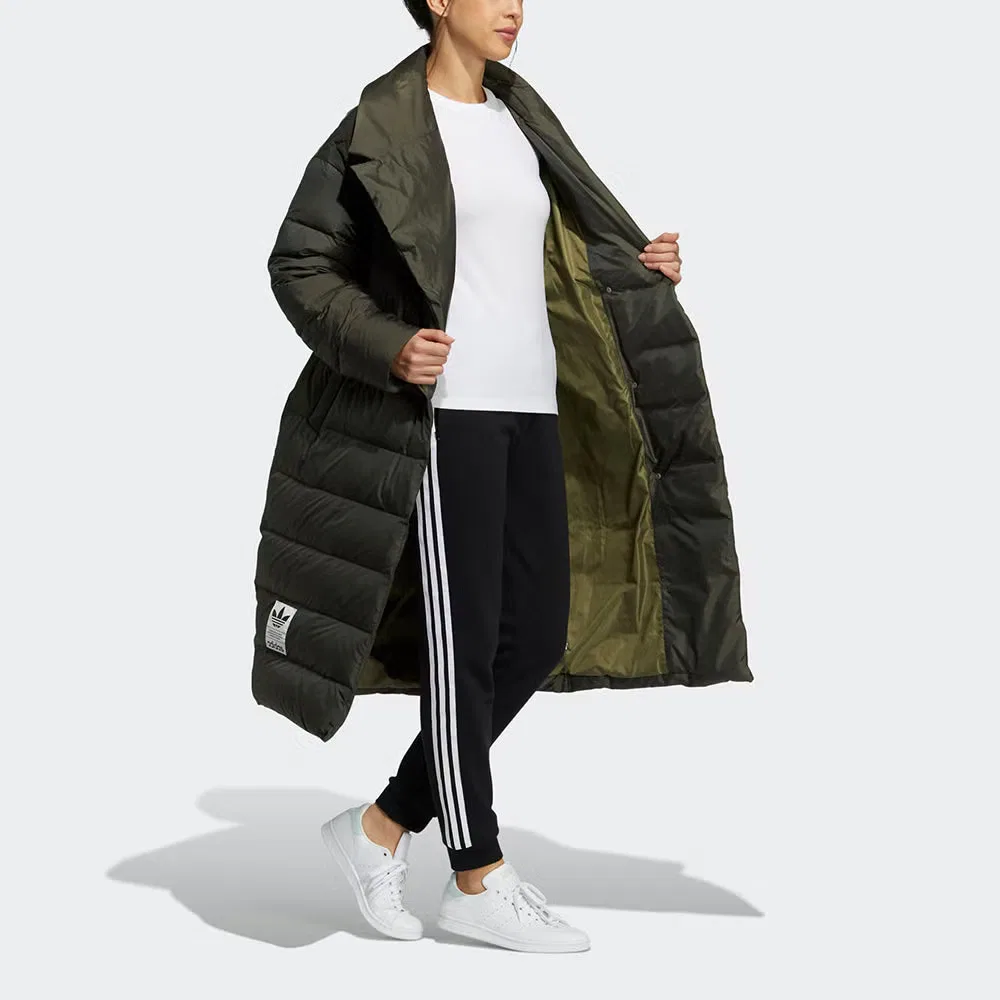 Пуховик длинный оливковый Adidas, оливковый — фото 4