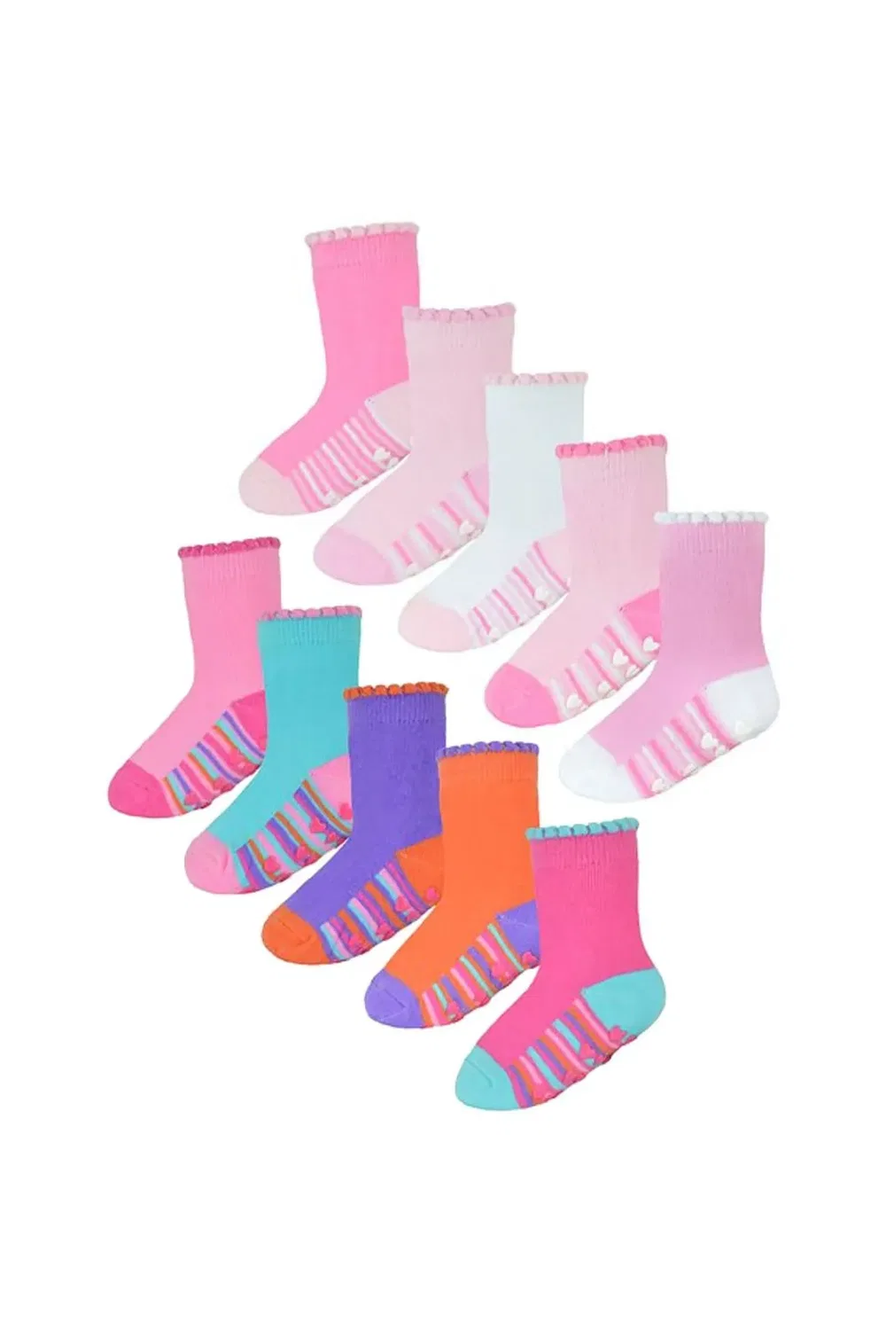 Детские хлопковые носки с нескользящей пяткой и мыском, 10 пар, Sock Snob, Multi
