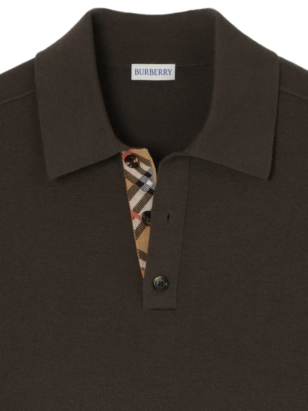 Шерстяная рубашка поло с длинными рукавами BURBERRY, коричневый — фото 2