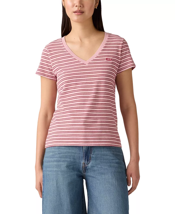 

Женская футболка с V-образным вырезом и коротким рукавом Perfect Cotton Levi's, розовый
