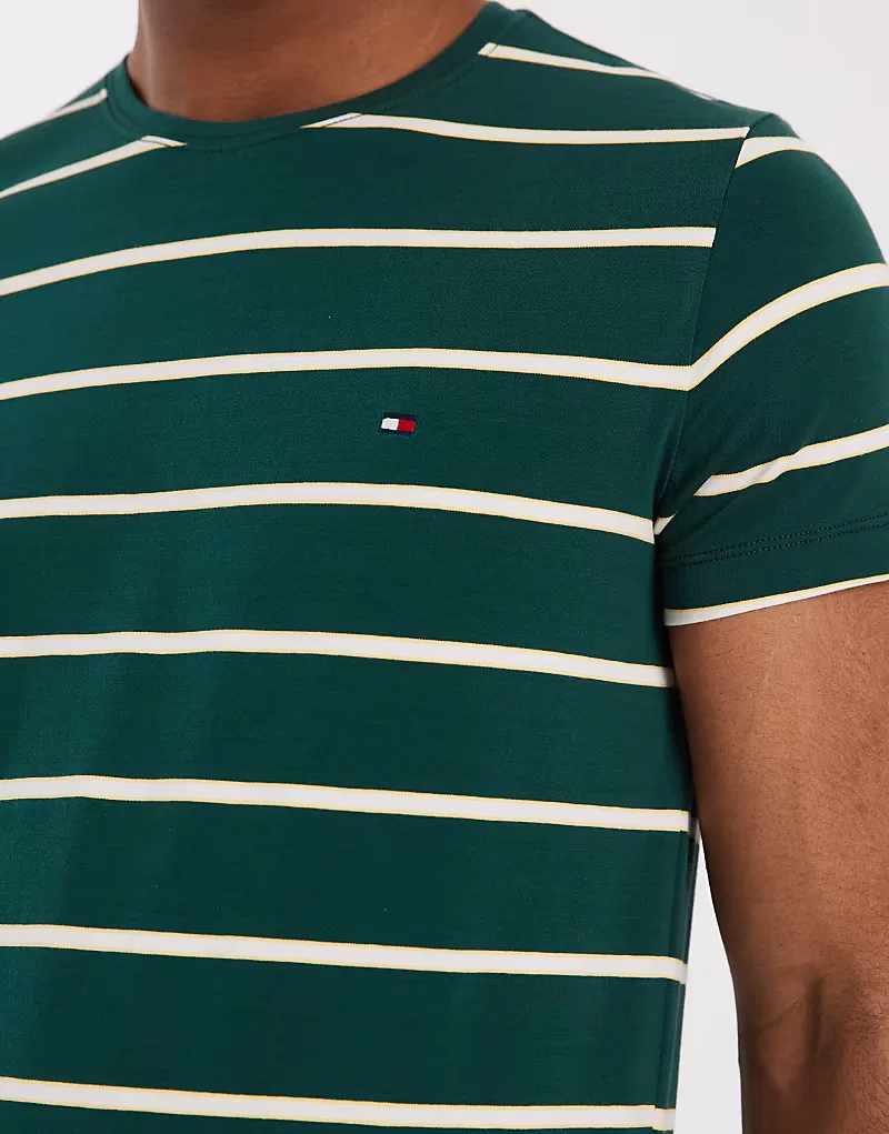 Футболка slim fit в полоску Tommy Hilfiger, зеленый — фото 4