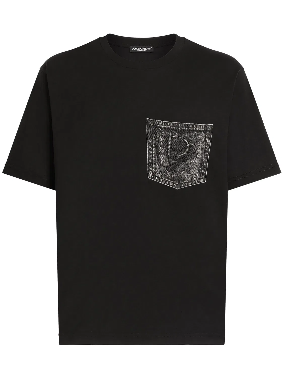 Dolce & Gabbana Футболка с карманом и логотипом, черная
