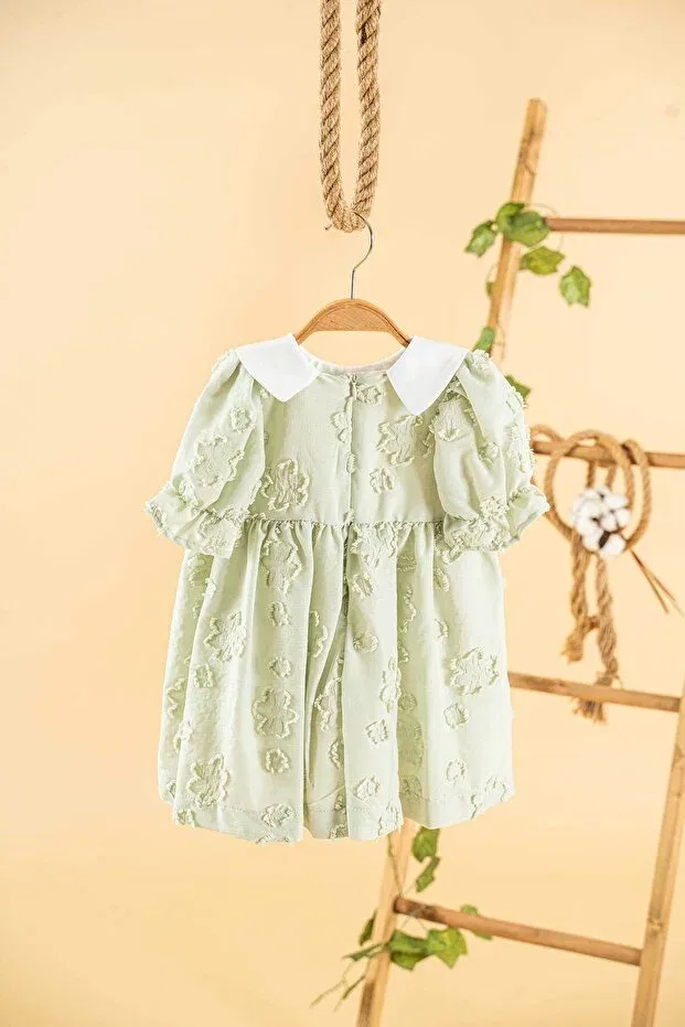 Детское платье для девочек льняное Party Mini Chics, Green — фото 2