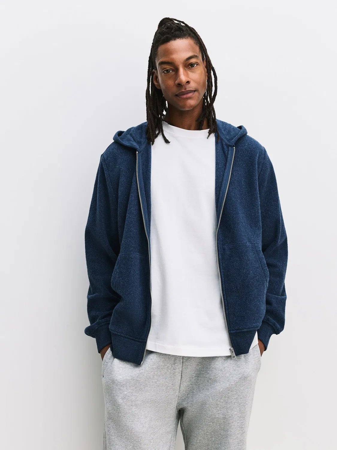Худи на молнии, флисовое, Navy Blue Fleece Zip Through Hoodie Next, темно-синий — фото 3