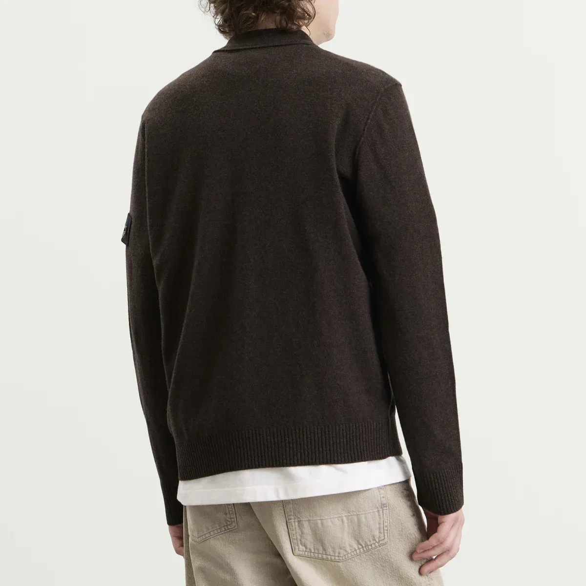 Пуловер с длинным рукавом Geelong Wool Long Sleeve Polo Stone Island, Lead Melange — фото 3