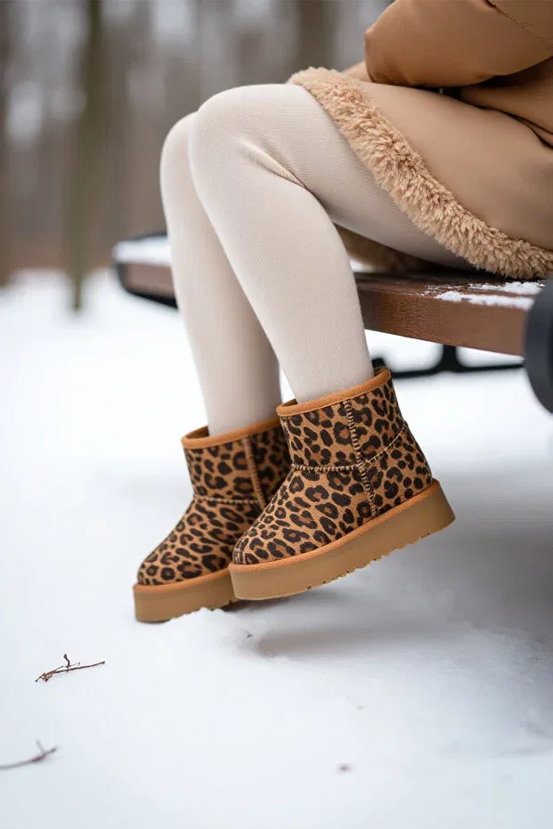Детские ботинки для девочек с мехом Dark Seer, Leopard