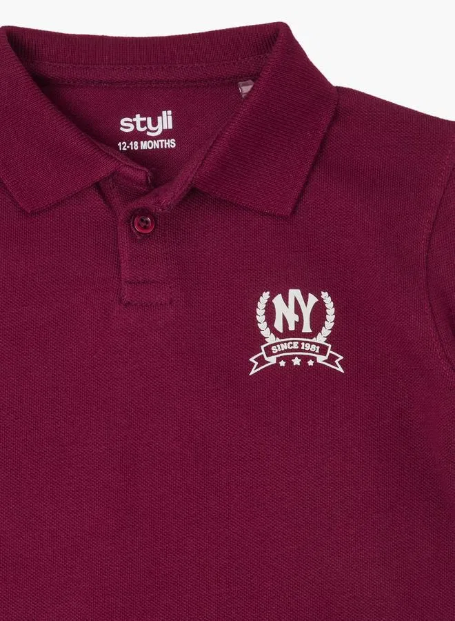 Styli Футболка-поло с принтом NY для мальчика, burgundy — фото 4