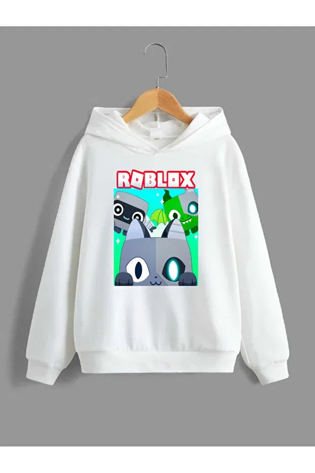 Детское худи для девочек с принтом Roblox Galashop, White
