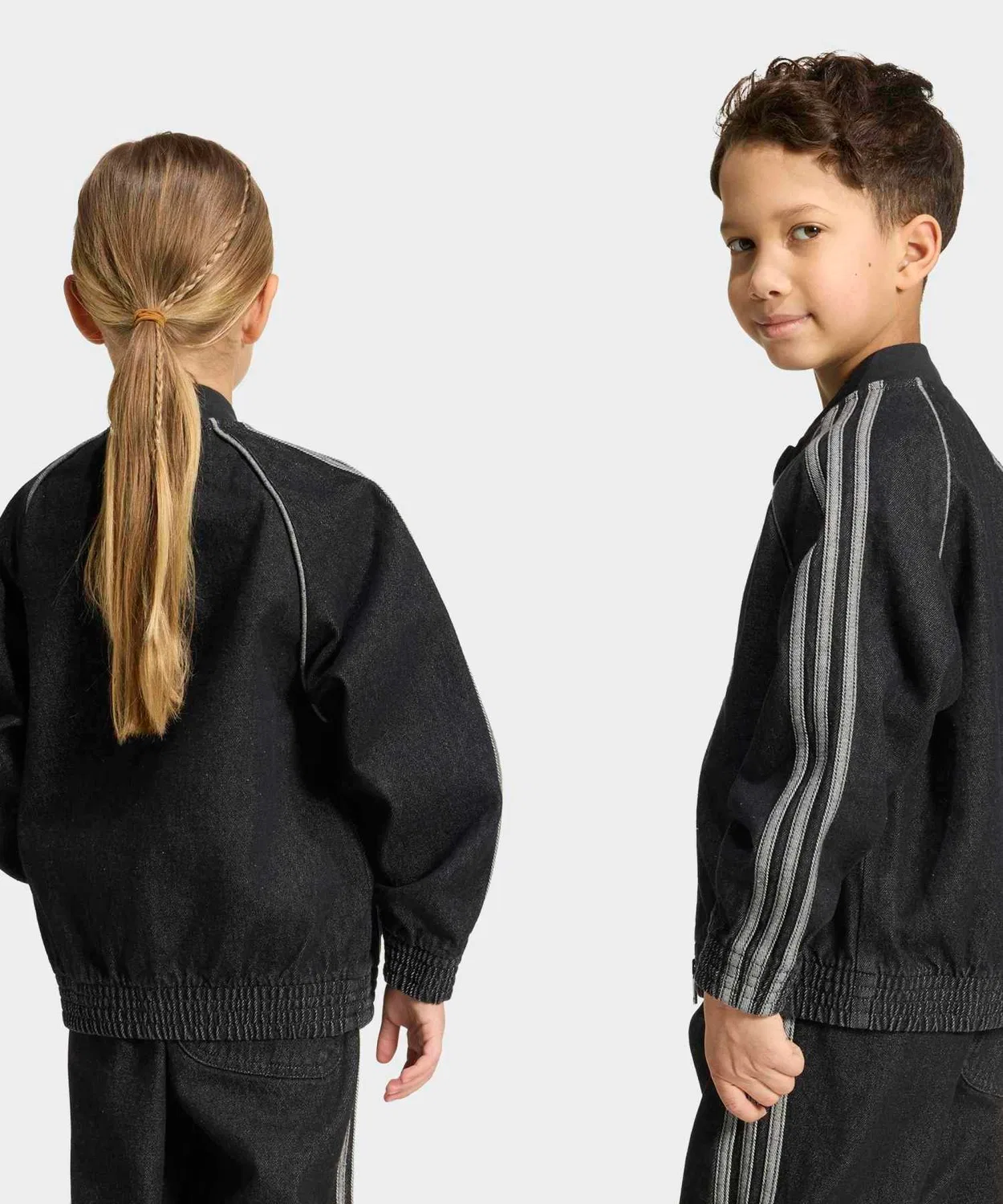 Детское джинсовое худи с принтом Adidas Originals, Black — фото 2