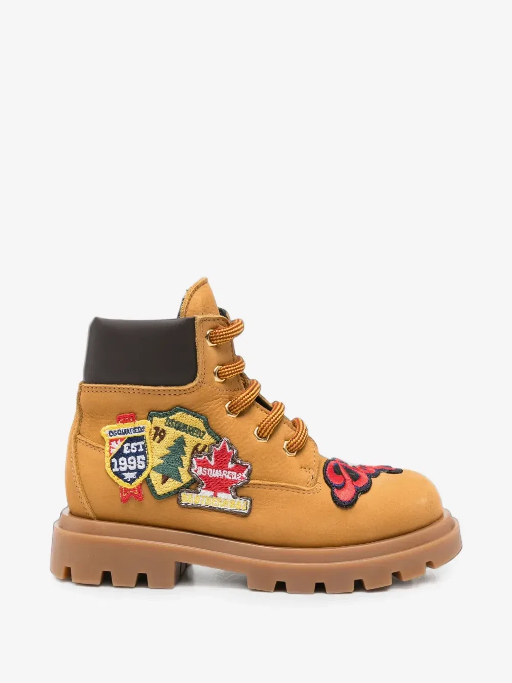 Ботинки на шнуровке с нашивкой DSQUARED2 KIDS, бежевый