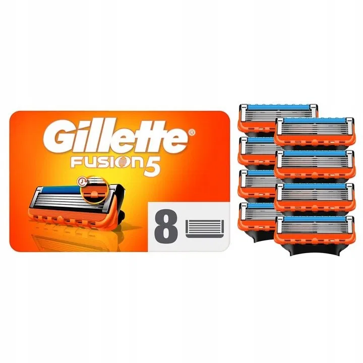 Набор сменных кассет для мужской бритвы Fusion5, 8 шт., Gillette, Silver