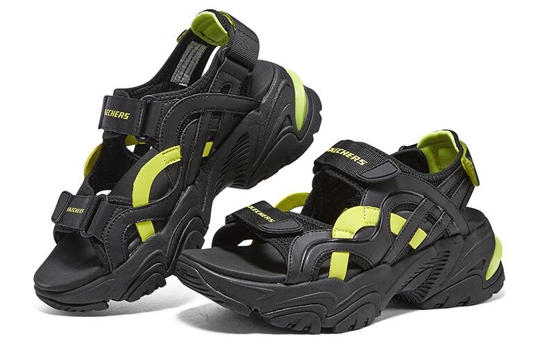 Пляжные сандалии Stamina V2 женские черные/зеленые Skechers — фото 3