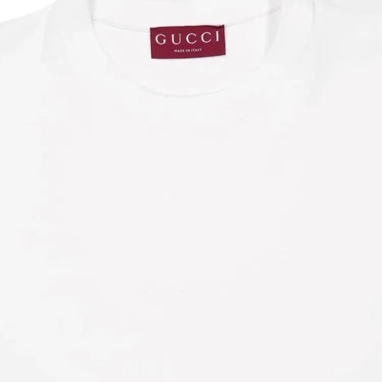 Мужская футболка с круглым вырезом прямого кроя GUCCI, White — фото 4