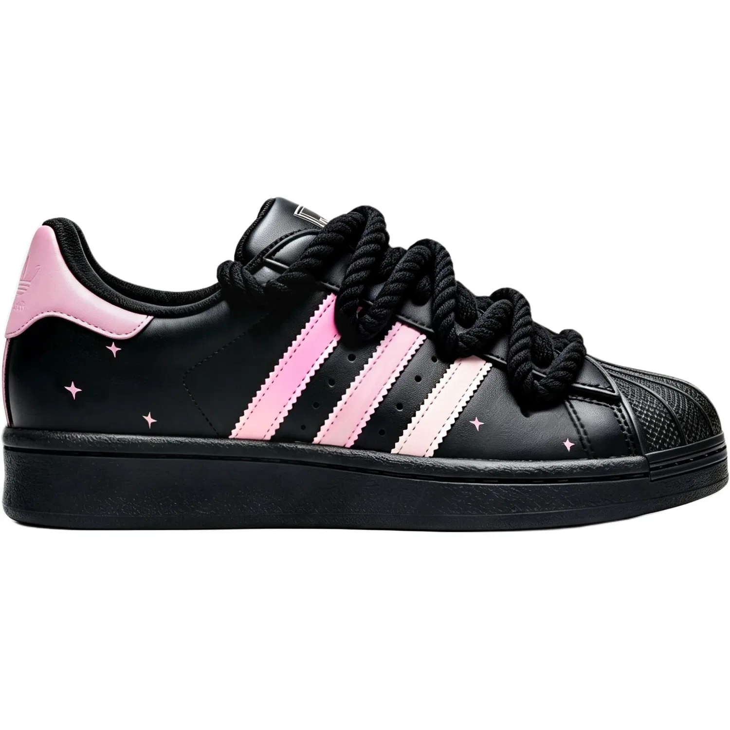 Детские скейтбординг-кроссовки с принтом Superstar 2 Adidas Originals, Black Pink — фото 3