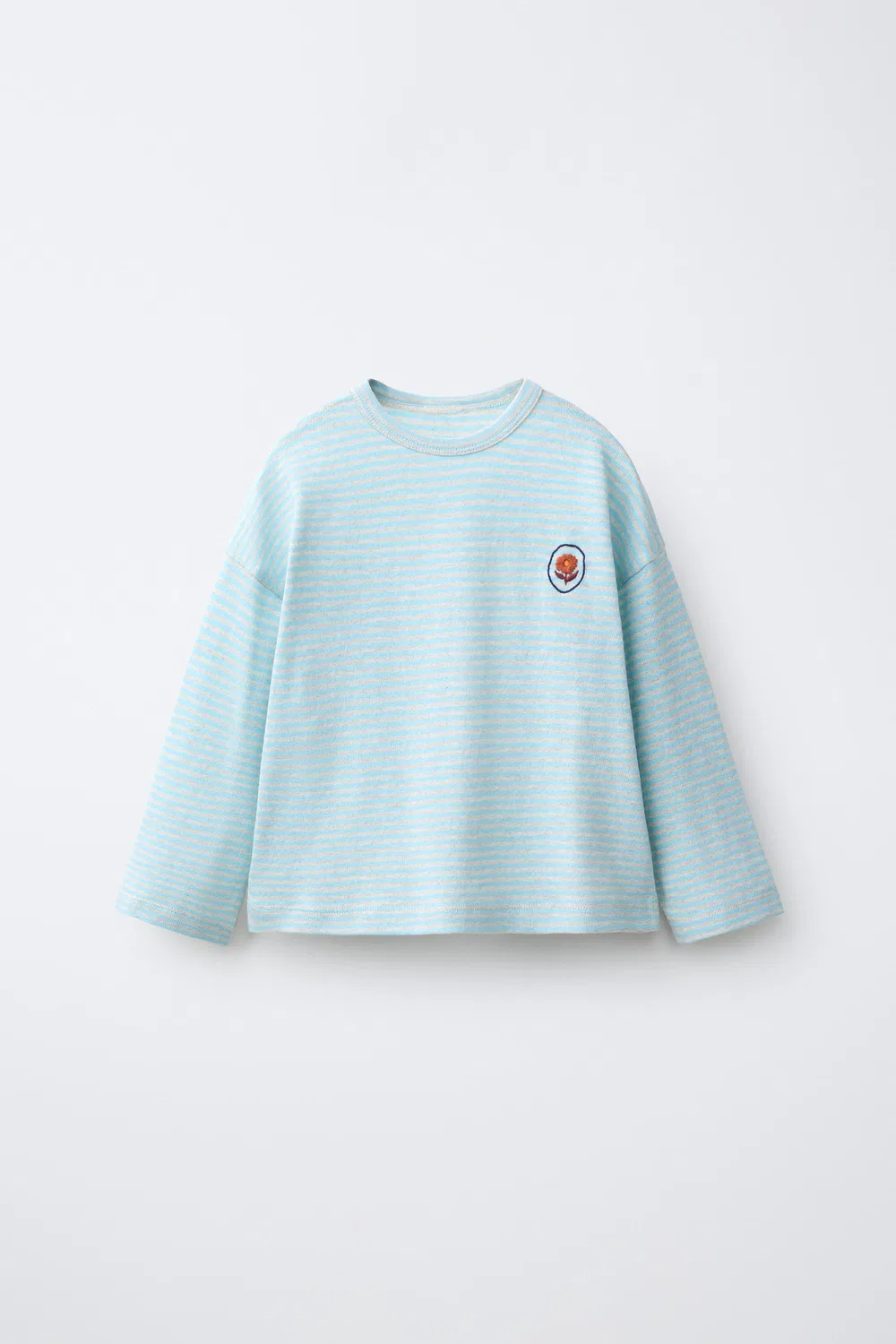 Футболка с вышитыми ткаными полосами ZARA, Blue