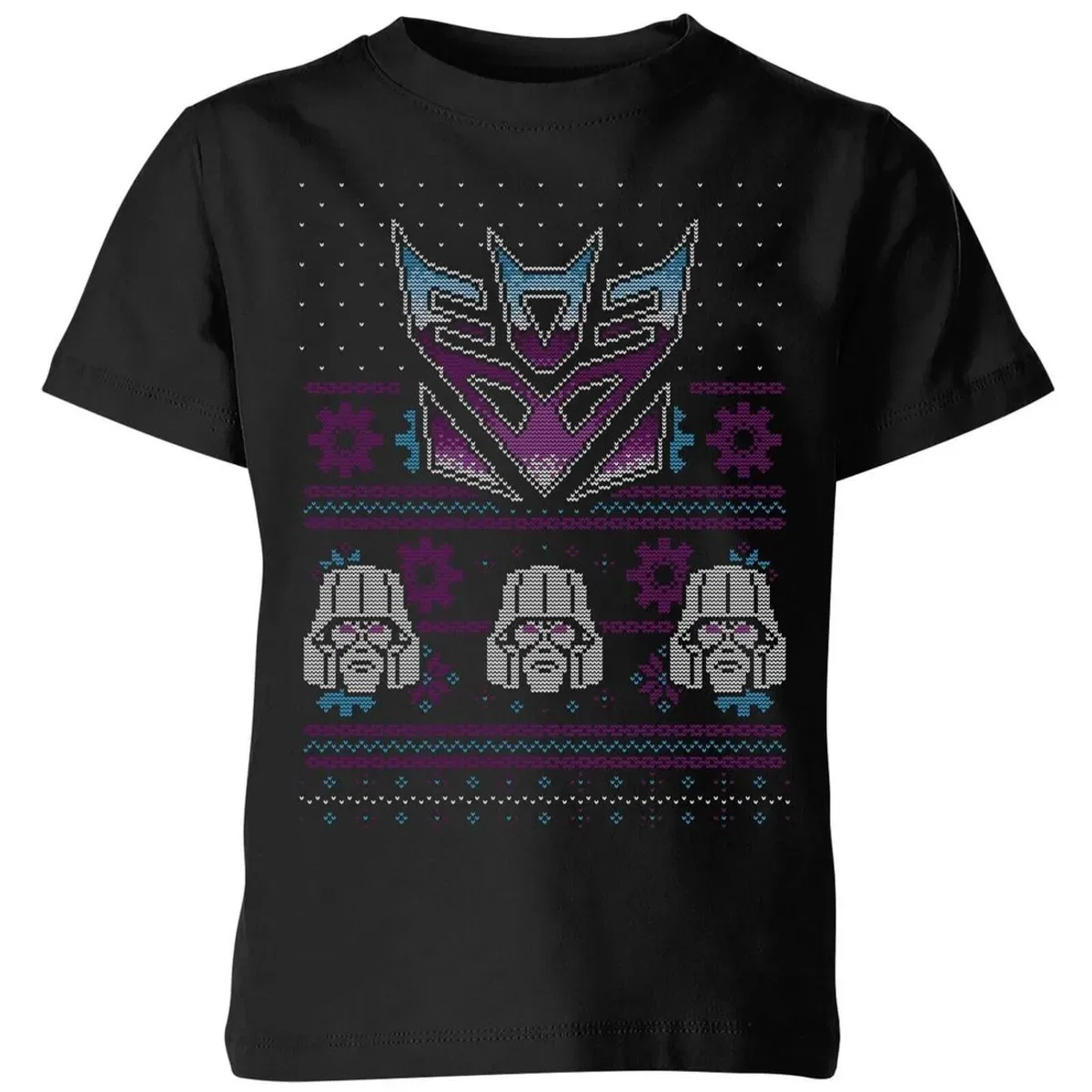 Детская футболка с принтом Decepticons classic ugly knit christmas kids t-shirt Transformers, Black — фото 2