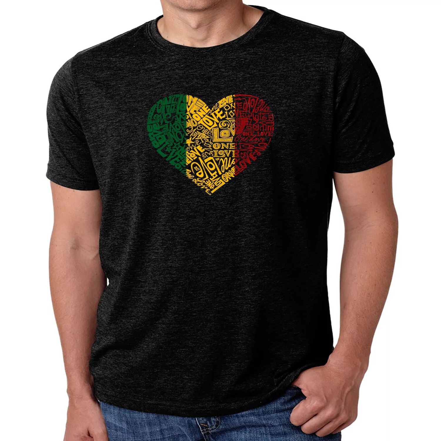 

One Love Heart — мужская футболка премиум-класса Word Art LA Pop Art, черный
