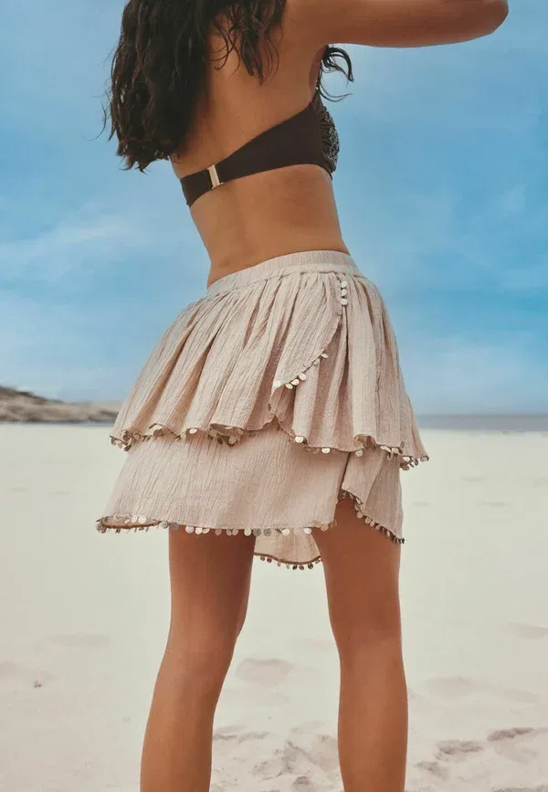 Юбка мини Regular fit coin trim mini rara skirt Next, камень — фото 3