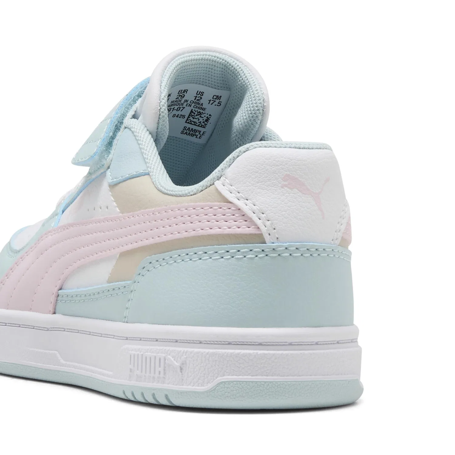 Детские кроссовки для девочек с принтом PUMA Sneakers Caven III Block PUMA, Aqua Glow Powder Pink White Blue — фото 2