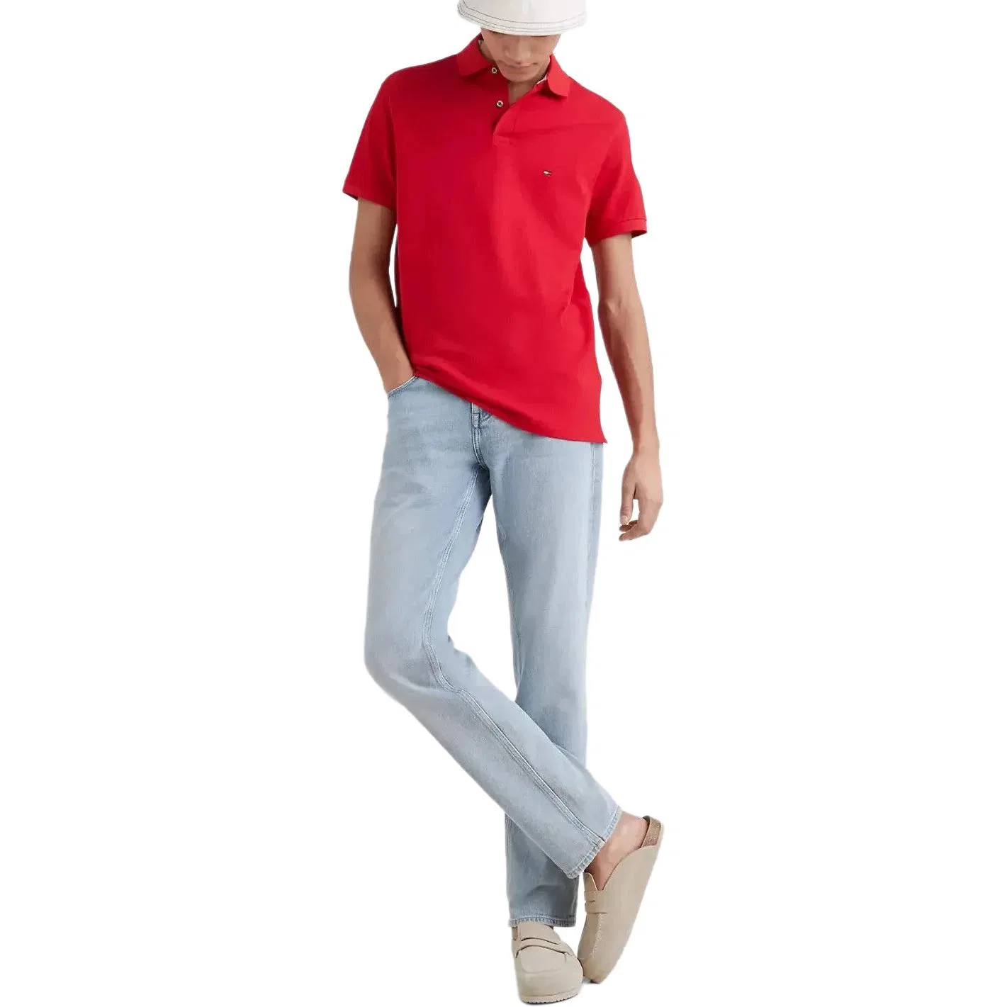 Поло мужское красное Tommy Hilfiger — фото 3