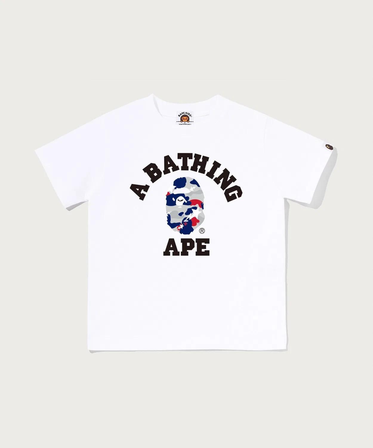 Детская футболка с принтом STA STRIKE CAMO COLLEGE TEE A BATHING APE, White
