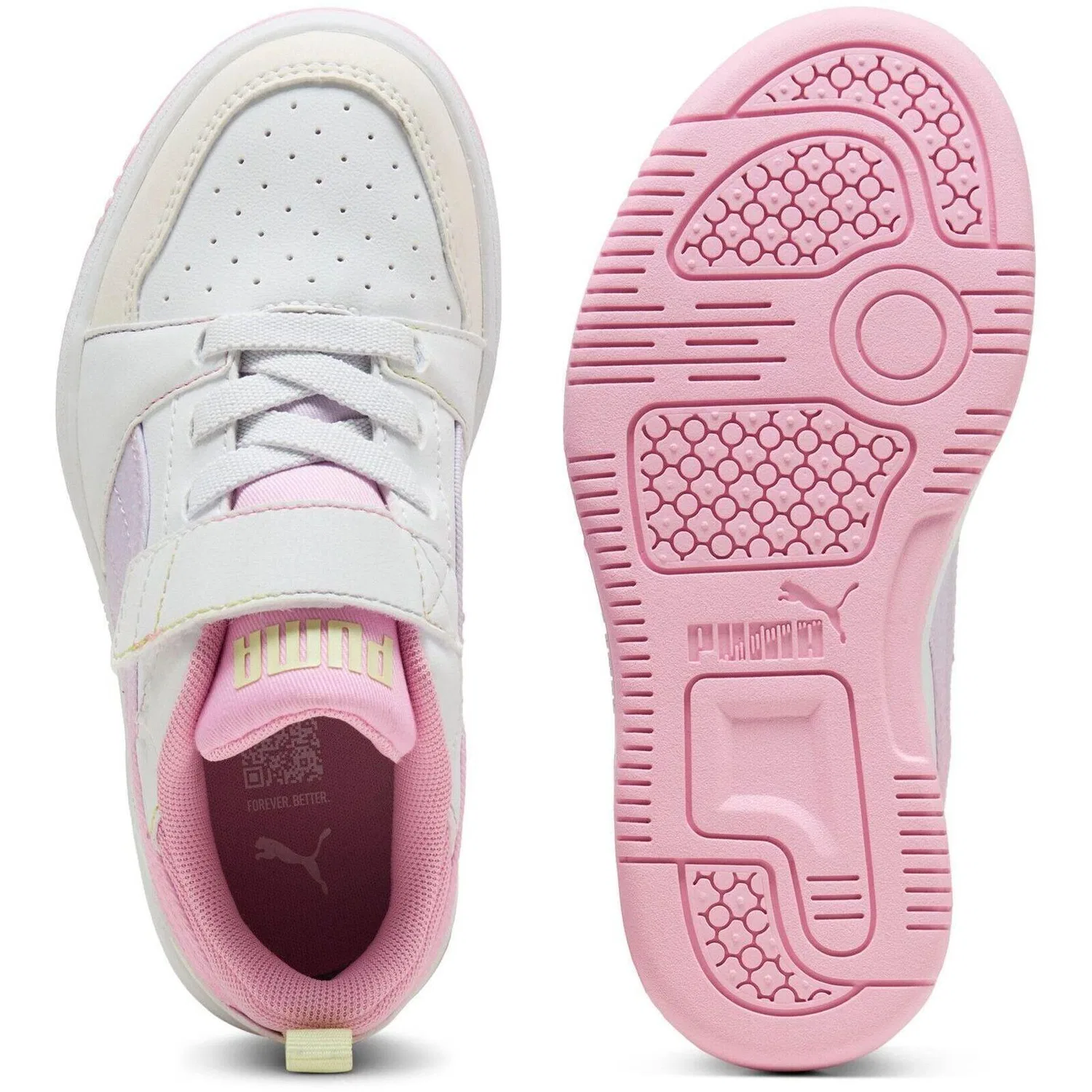 Детские кроссовки Puma Rebound V6 Lo Come On Ac Ps W, Weiß / Rosa — фото 2