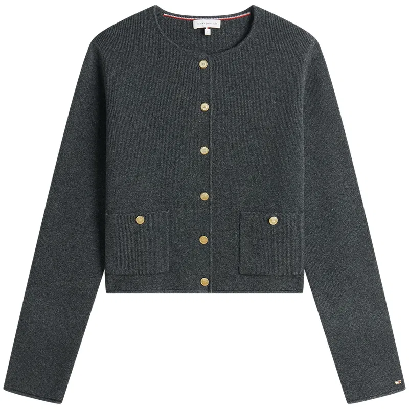 Женский свитер с круглым вырезом Tommy Hilfiger, Gray Black P4E — фото 3