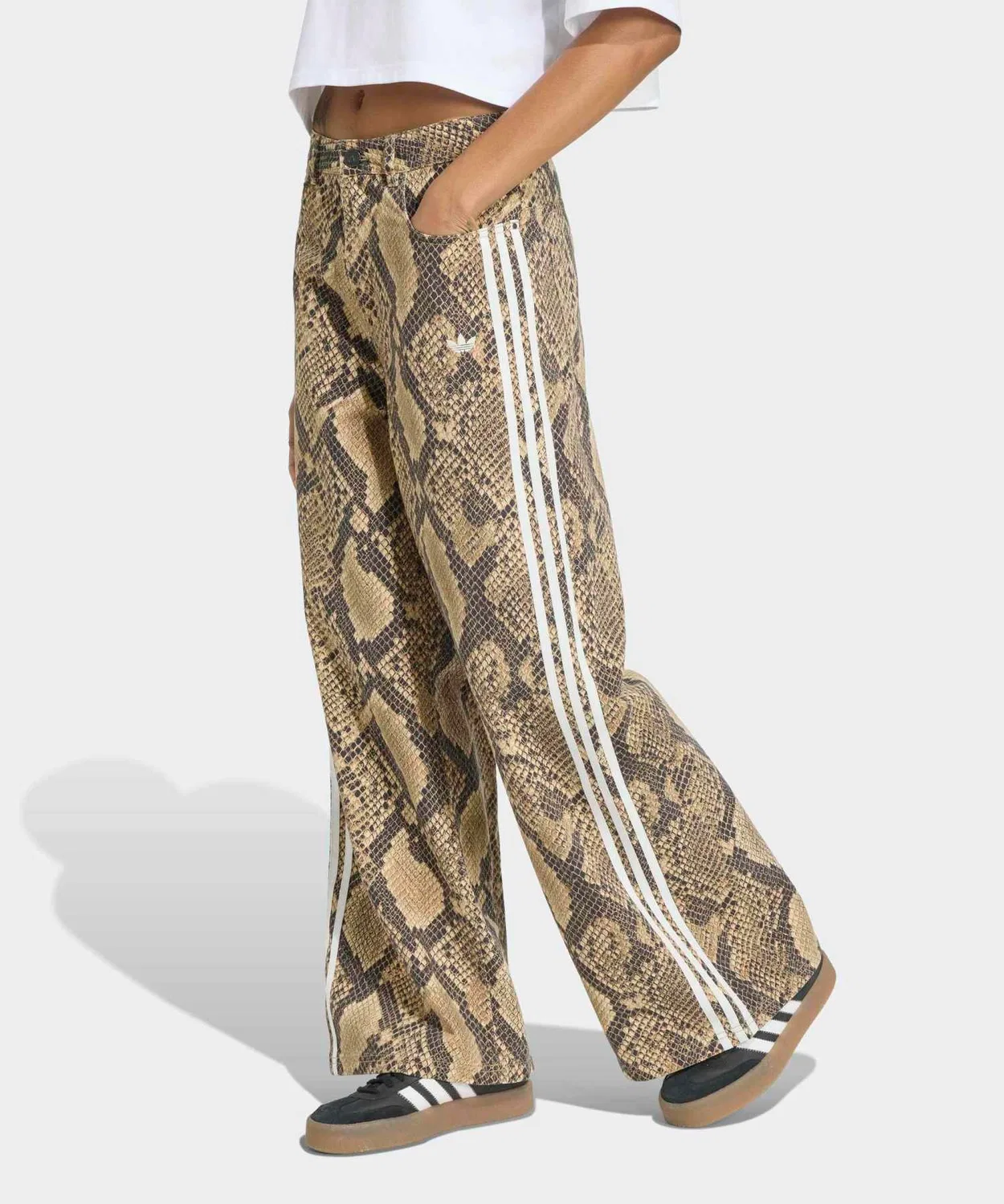 Женские брюки свободного кроя с принтом Змея Denim Loose Pants Adidas Originals, Beige