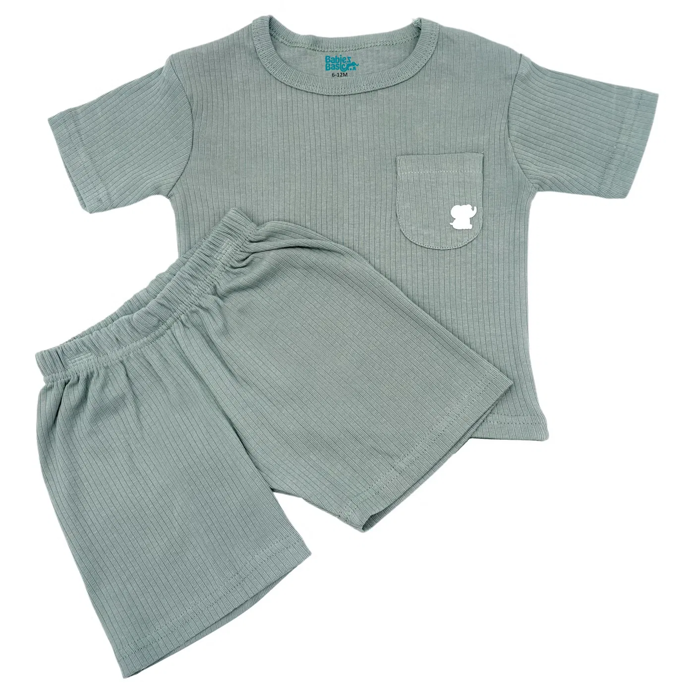Комплект футболка с коротким рукавом и шорты, Babies Basic, зеленый