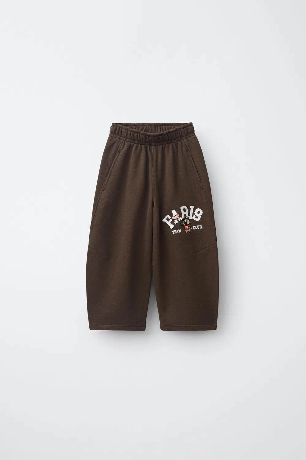 Вышитые плюшевые брюки в форме бочки ZARA, Brown