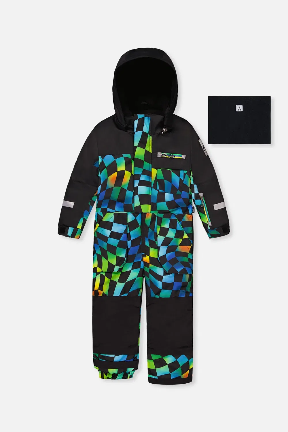 Детский комбинезон зимний с принтом Blue Checkered Print Deux par Deux, Blue Checkered Print