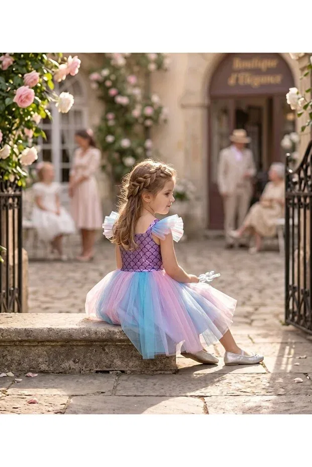 Детское платье для девочек с коротким рукавом Colorful mermaid short dress Kt Pera Baby, Colored — фото 2