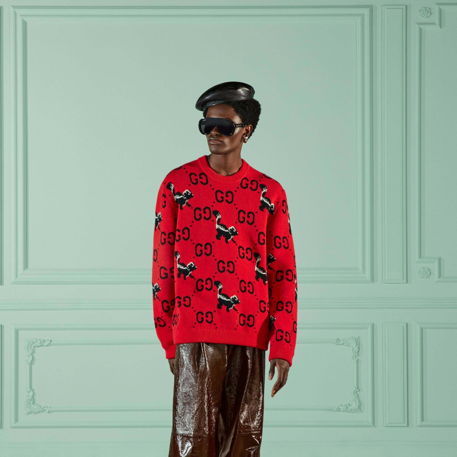 Свитер Gucci GG and Skunk Wool Knit, красный