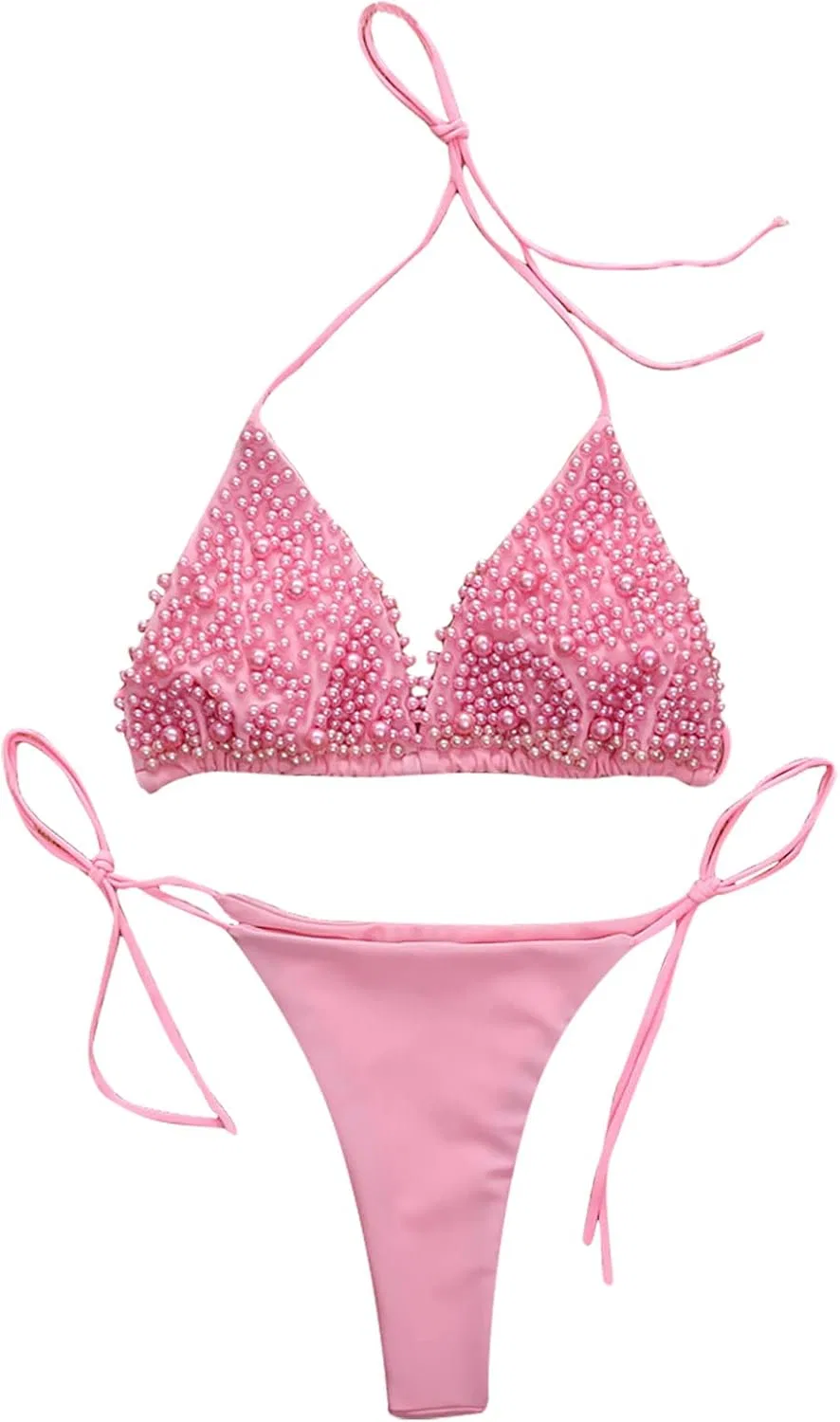 Женский танкини-комплект с утяжкой живота, клетчатый принт, Pink-1 — фото 3